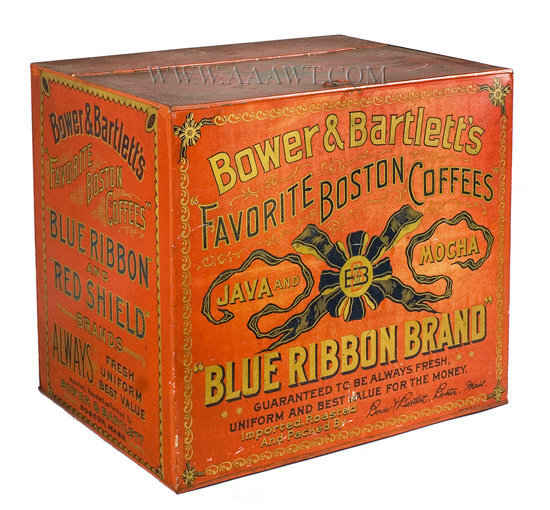 Coffee Bin, Store Counter Tin, Bower and Bartlett's Coffee, Lithograph
Boston, Massachusetts
1875 to 1900, entire view